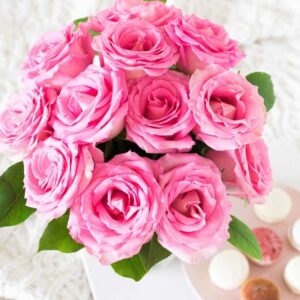 From You Flowers - One Dozen Light Pink Roses with Glass Vase (Fresh Flowers) Birthday, Anniversary, Get Well, Sympathy, Congratulations, Thank You