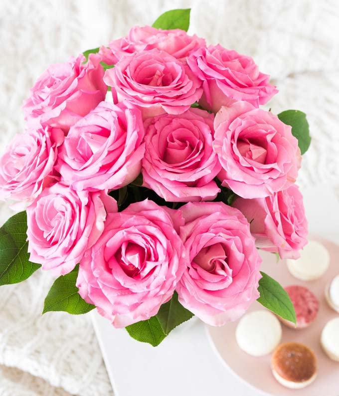 From You Flowers - One Dozen Light Pink Roses with Glass Vase (Fresh Flowers) Birthday, Anniversary, Get Well, Sympathy, Congratulations, Thank You