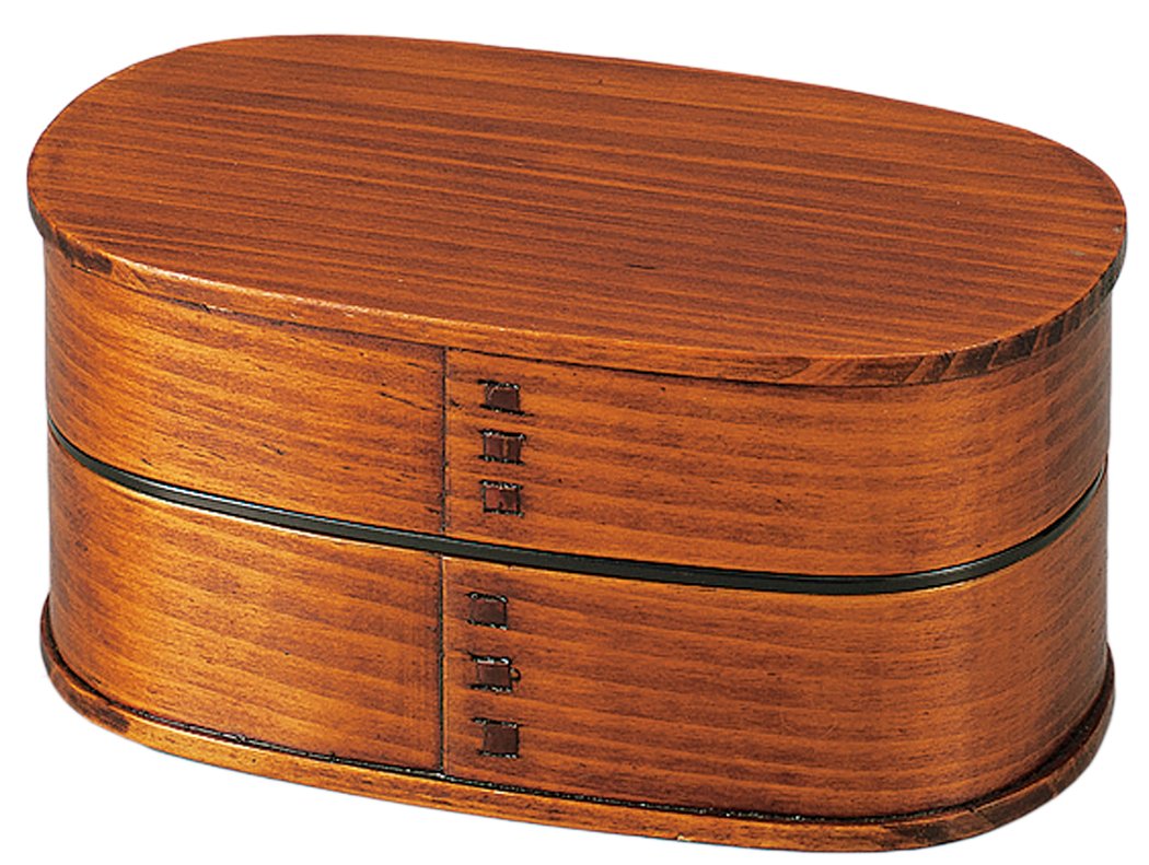 たつみや Tatsumiya 50140 Men's Lunch Box, 2 Tiers, Wood, Pickled Lacquer, Brown