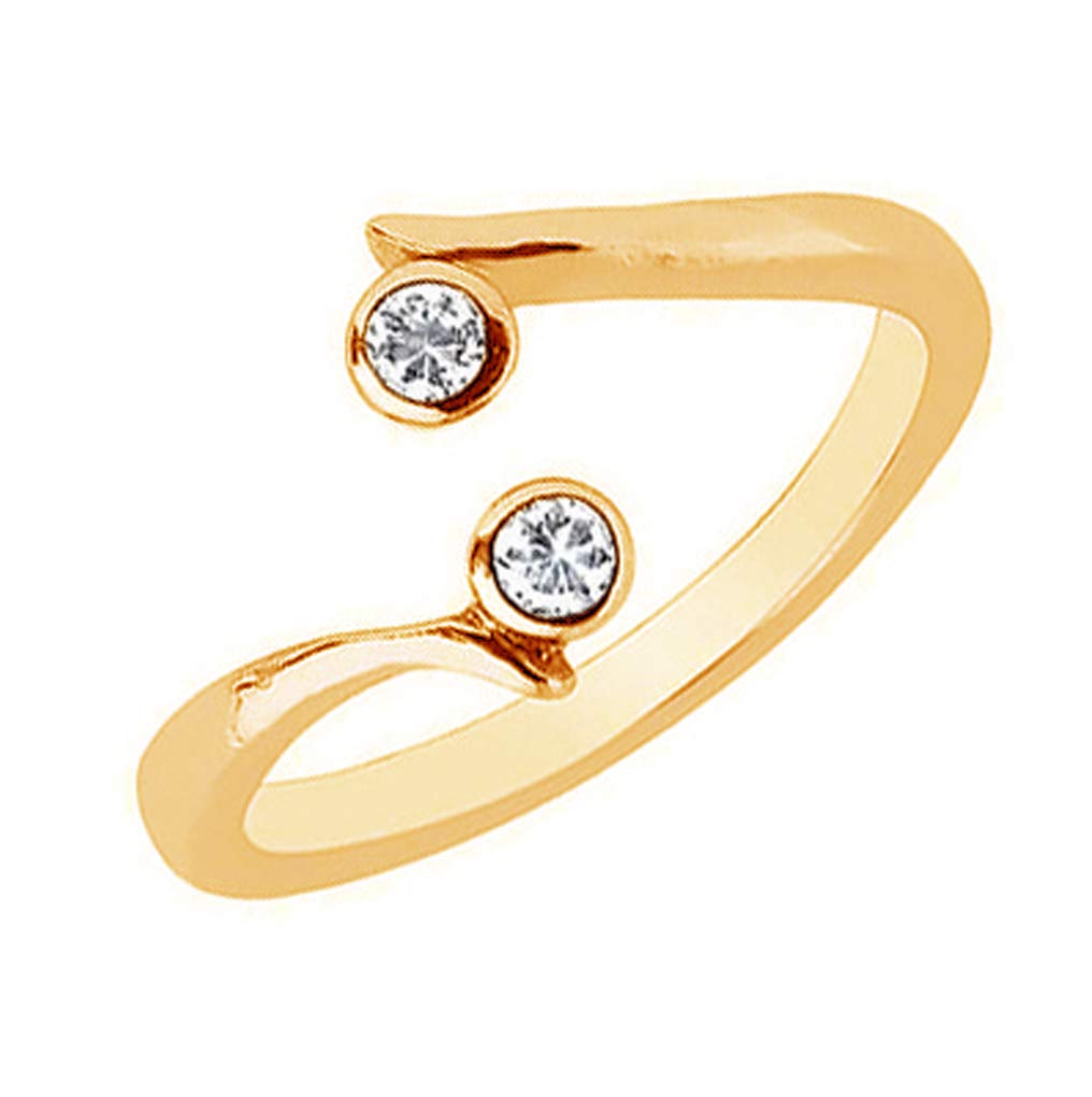 Ritastephens 10K Yellow Gold Crossover Shiny CZ Cubic Zirconia Toe Ring or Ring Body Art Adjustable