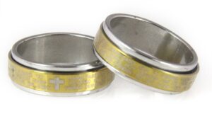 s30 polished gold tone stainless steel spinner ring spanish our father lord's prayer padre nuestro jesus christ (10)