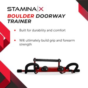 Stamina X Boulder Doorway Trainer - Pull Up Bar for Doorway - Grip Strength for Doorway with Smart Workout App - Fitness Trainer Boulder Fit Door Gym - Up to 250 lbs Weight Capacity