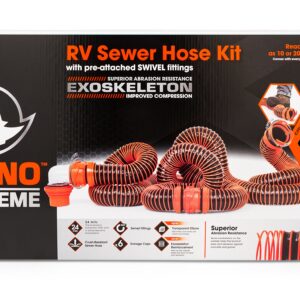 Camco RhinoEXTREME 20-Foot Camper/RV Sewer Hose Kit | Features TPE Technology for Abrasion Resistance and Crush Protection | Includes Pre-Attached Rhino Swivel Fittings (39867)