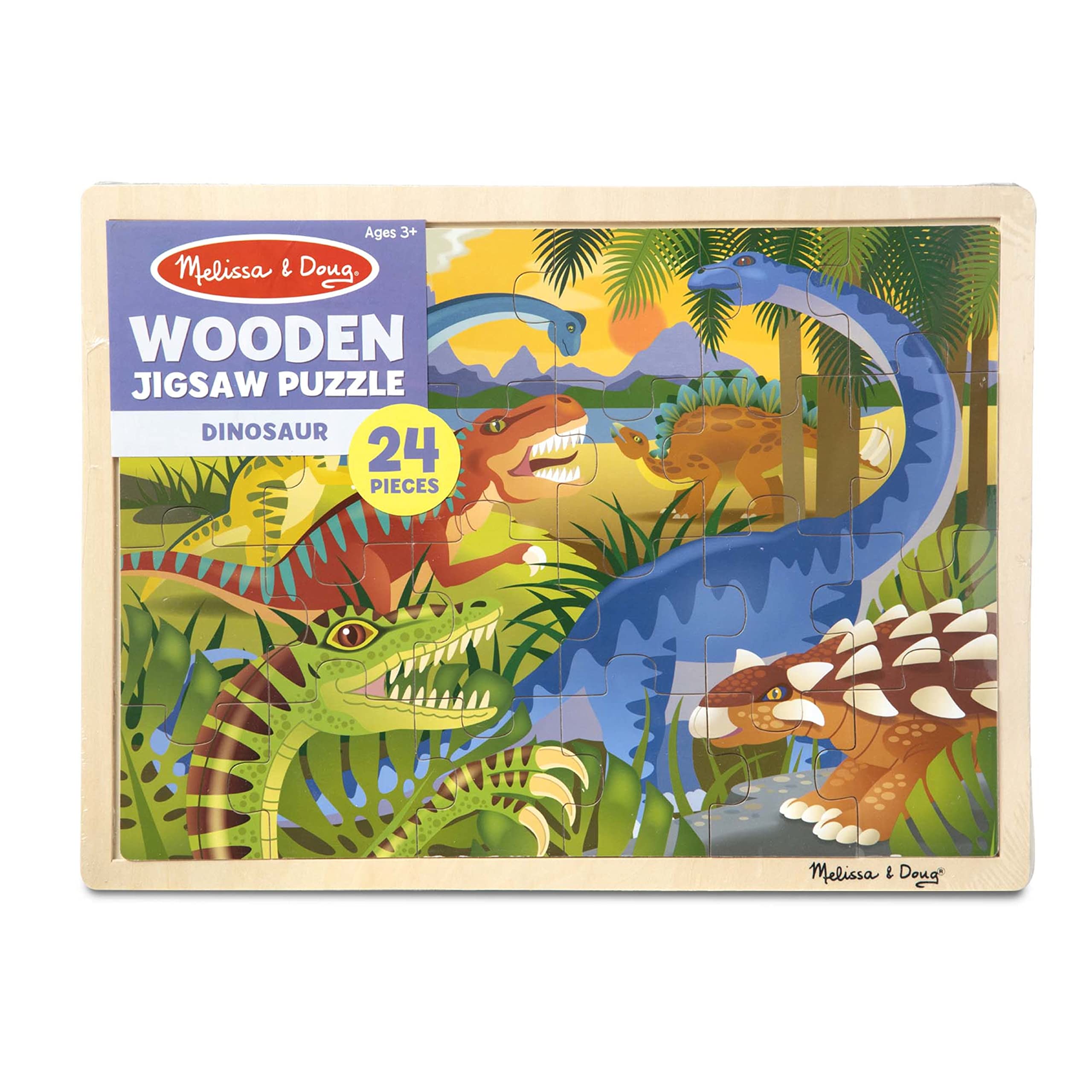 Melissa & Doug Dinosaurs Wooden Jigsaw Puzzle With Storage Tray (24 pcs)