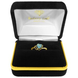 Galaxy Gold GG 14k Solid Gold Ring with Natural Diamonds and Blue Topaz - Size 7