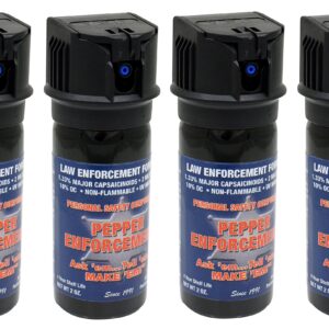 Pepper Enforcement PE510M-FT Splatter Stream Pepper Spray - Maximum Strength 10% OC Formula - Emergency Self Defense Personal Protection & Safety (4-Pack Stream Pepper Spray)