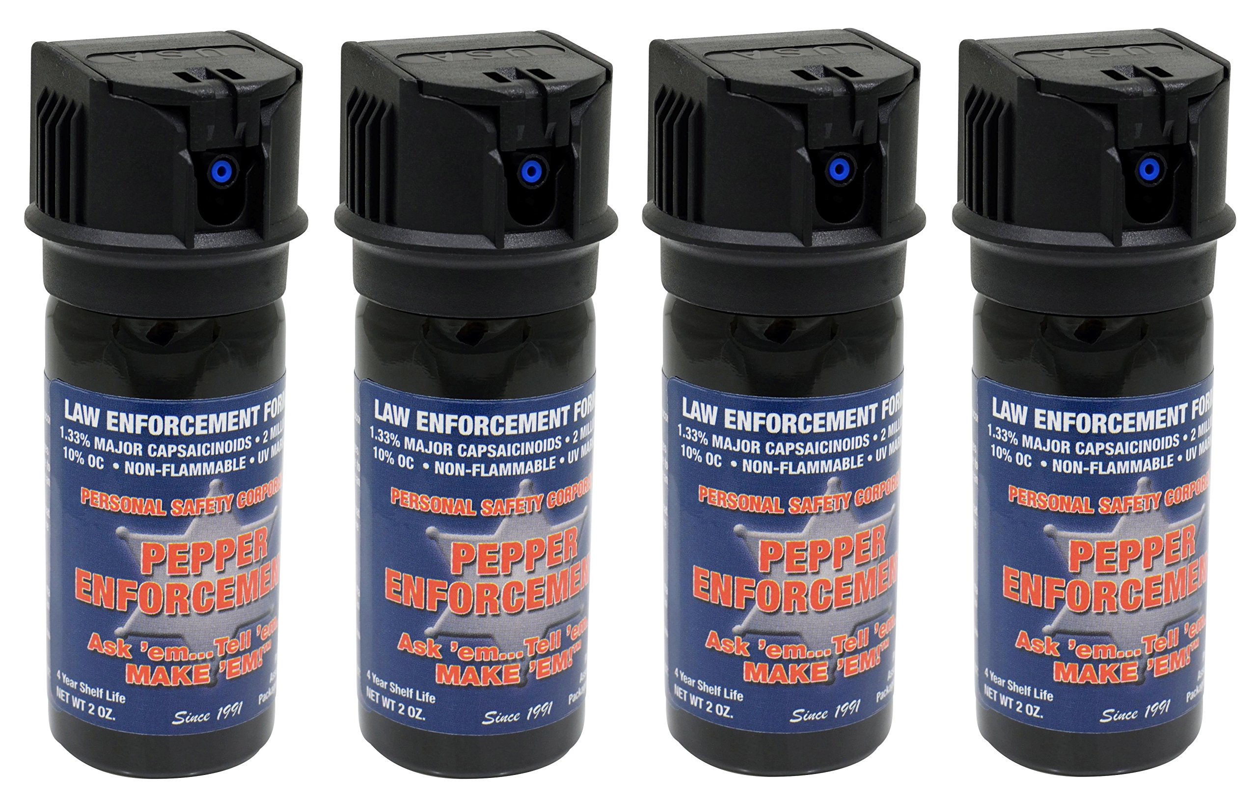 Pepper Enforcement PE510M-FT Splatter Stream Pepper Spray - Maximum Strength 10% OC Formula - Emergency Self Defense Personal Protection & Safety (4-Pack Stream Pepper Spray)