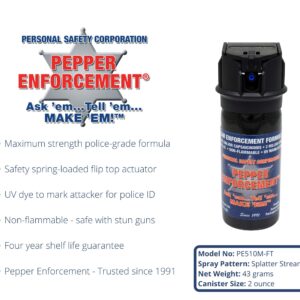 Pepper Enforcement PE510M-FT Splatter Stream Pepper Spray - Maximum Strength 10% OC Formula - Emergency Self Defense Personal Protection & Safety (4-Pack Stream Pepper Spray)