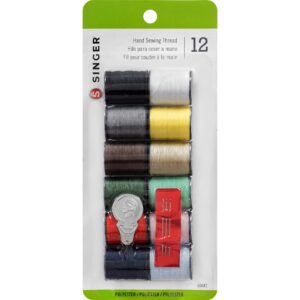 singer 60642 100% spun polyester thread assorted colors 12 count (1-pack)