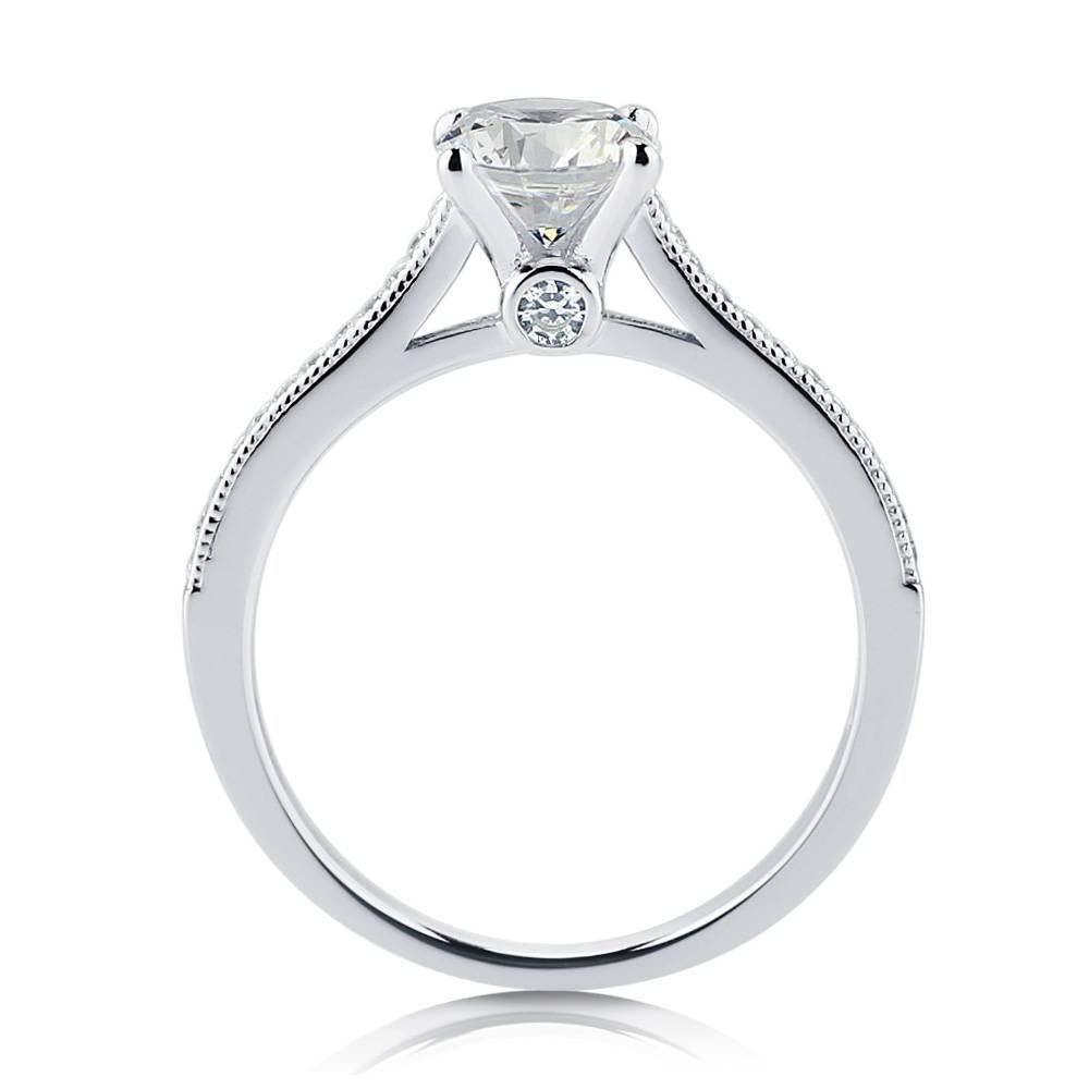 BERRICLE Sterling Silver Solitaire Wedding Engagement Rings 1 Carat Round Cubic Zirconia CZ Promise Ring for Women, Rhodium Plated Size 7