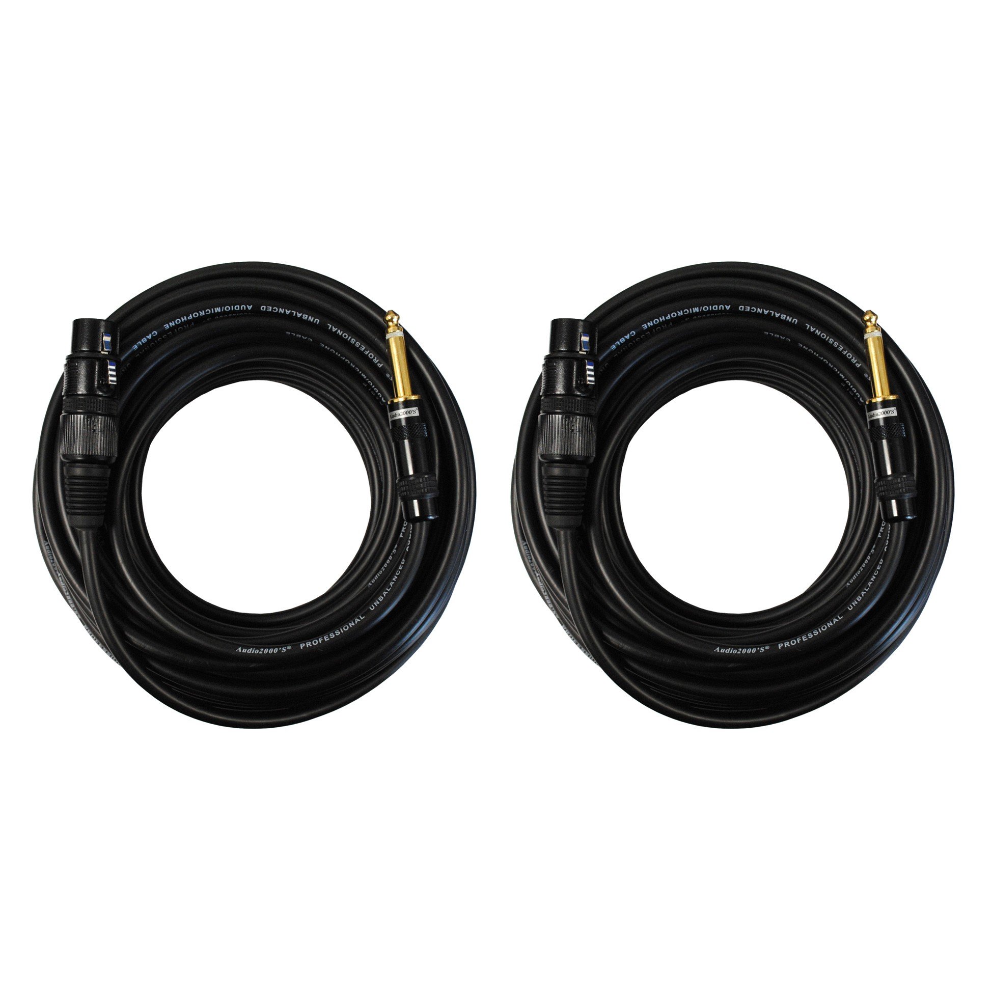 Audio2000's 1/4 Inch TS to XLR Female Cable (50 Feet 2 Pack)