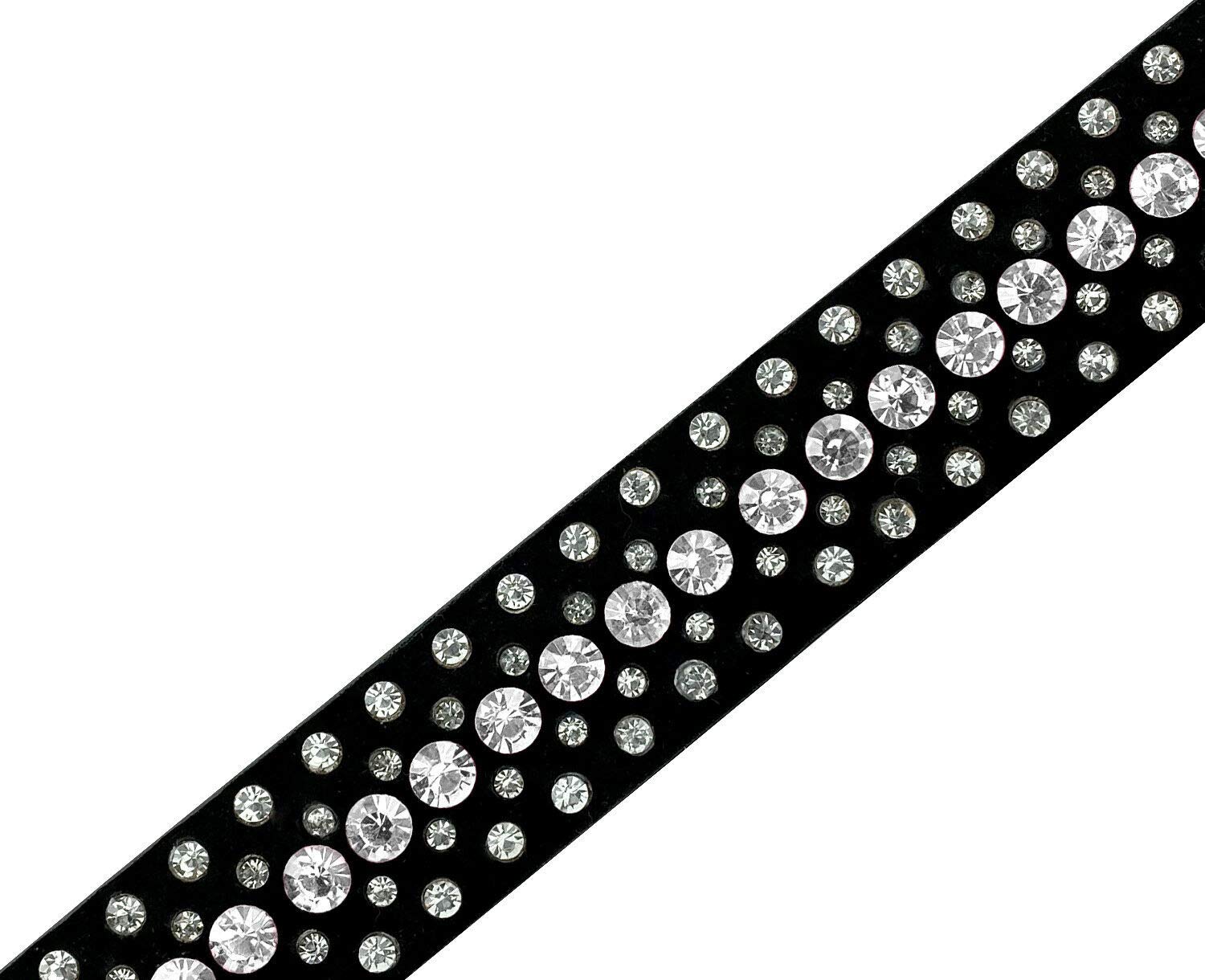 Women Rhinestone Belt Fashion Western Cowgirl Bling Studded Design Suede Leather Belt 1-1/4"(32mm) wide (Crystal, 34'' M)