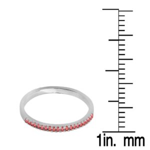 Dazzlingrock Collection 0.08 Carat (ctw) 10K Round Ruby Ladies Dainty Anniversary Wedding Stackable Ring, White Gold, Size 7.5