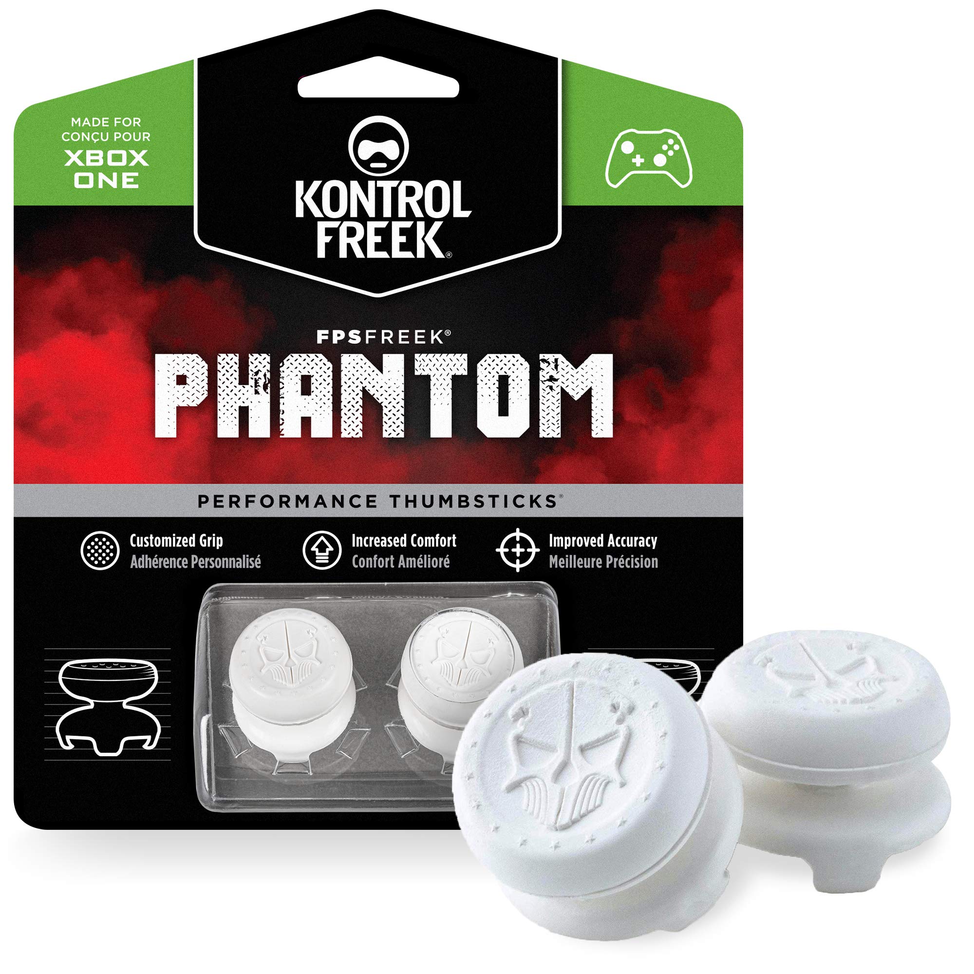 KontrolFreek FPS Freek Phantom for Xbox One Controller | Performance Thumbsticks | 2 High-Rise Concave | White