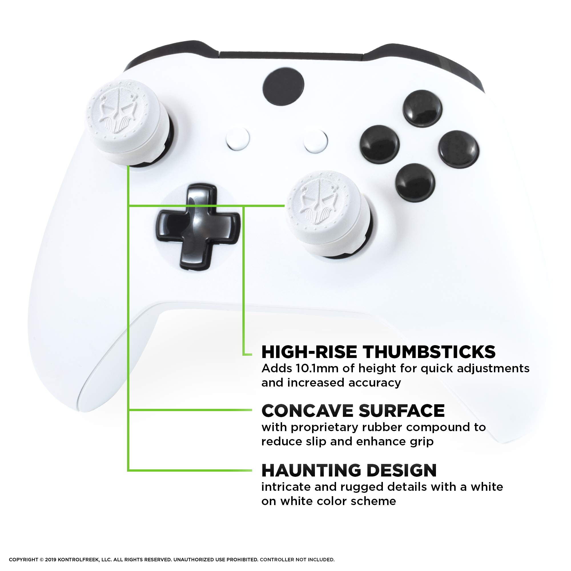 KontrolFreek FPS Freek Phantom for Xbox One Controller | Performance Thumbsticks | 2 High-Rise Concave | White