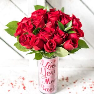 From You Flowers - Two Dozen Red Roses with Chocolates with Glass Vase (Fresh Flowers) Birthday, Anniversary, Get Well, Sympathy, Congratulations, Thank You