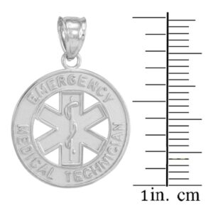 925 Sterling Silver EMT Charm Emergency Medical Technician Star of Life Pendant