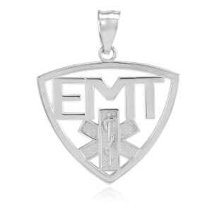 High Polish Sterling Silver Medic Star of Life Cut-out Charm EMT Pendant