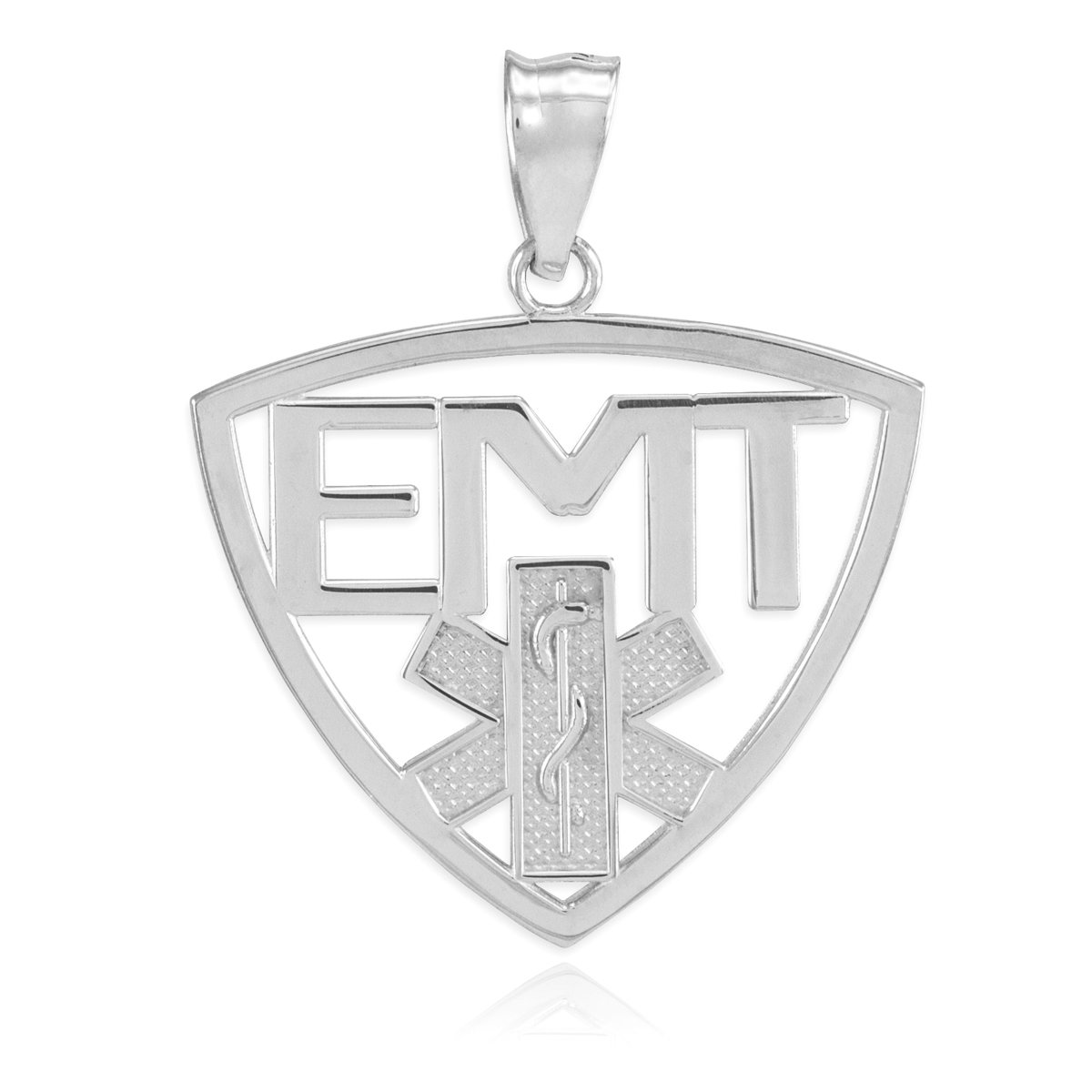 High Polish Sterling Silver Medic Star of Life Cut-out Charm EMT Pendant