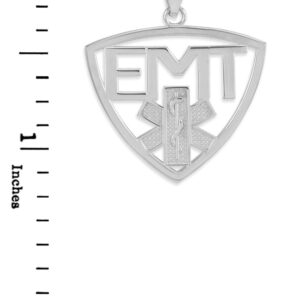 High Polish Sterling Silver Medic Star of Life Cut-out Charm EMT Pendant