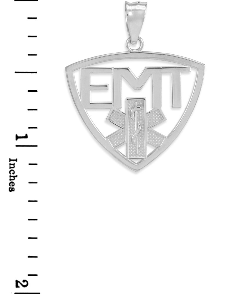 High Polish Sterling Silver Medic Star of Life Cut-out Charm EMT Pendant