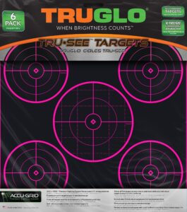 truglo tru-see 5-bull 12x12 bright fluorescent self-adhesive high-visible reactive splatter target with increased target life, 6-pack/pink