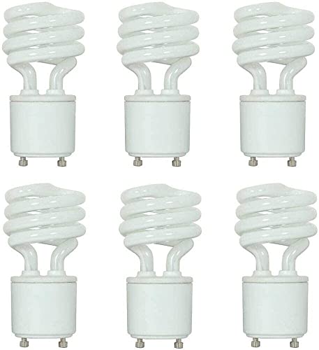 Satco S8203 13 Watt; Mini Spiral Compact Fluorescent; 2700K; 82 CRI; Bi Pin GU24 Base; 120 Volt; 10000 Hours Rated; 800L Lumens; Warm White Color; Pack of 6