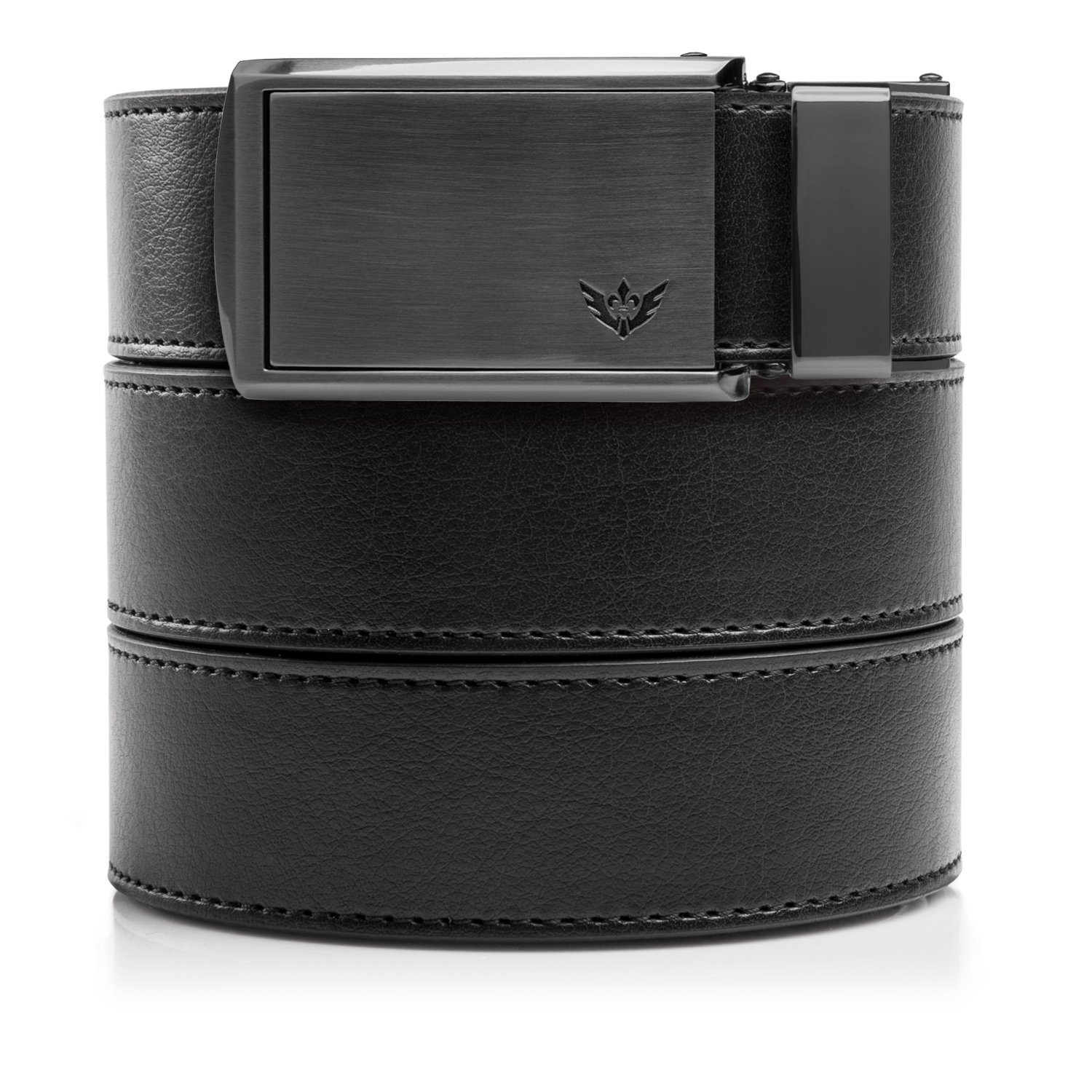 SlideBelts Men's Golf Ratchet Belt - Custom Fit - Black with Winged Gunmetal Buckle (Vegan)