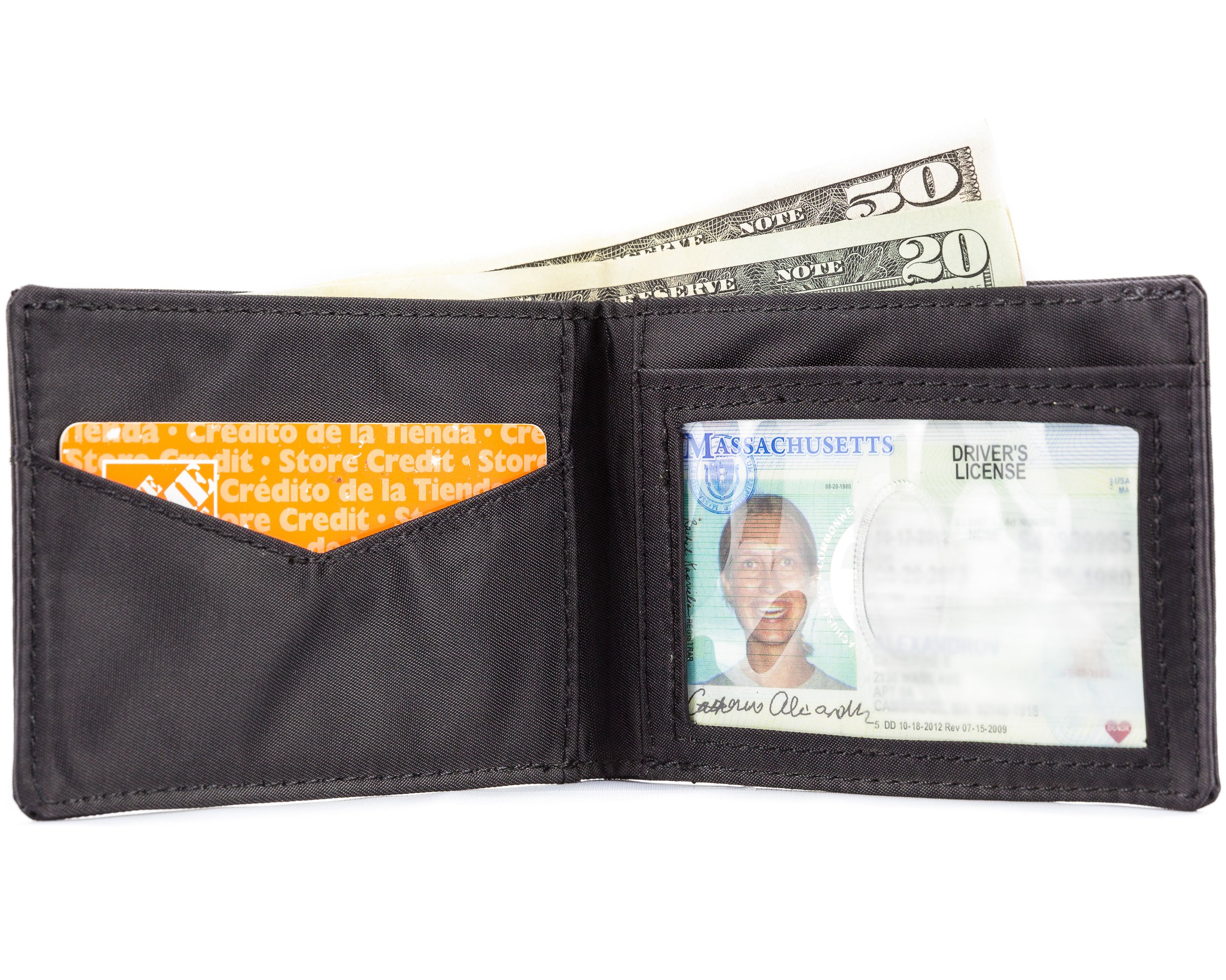 Big Skinny Men's Compact Sports Bi-Fold Slim Wallet, Holds Up to 20 Cards, Black