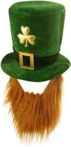 henbrandt shamrock velv hat with beard, green, one size