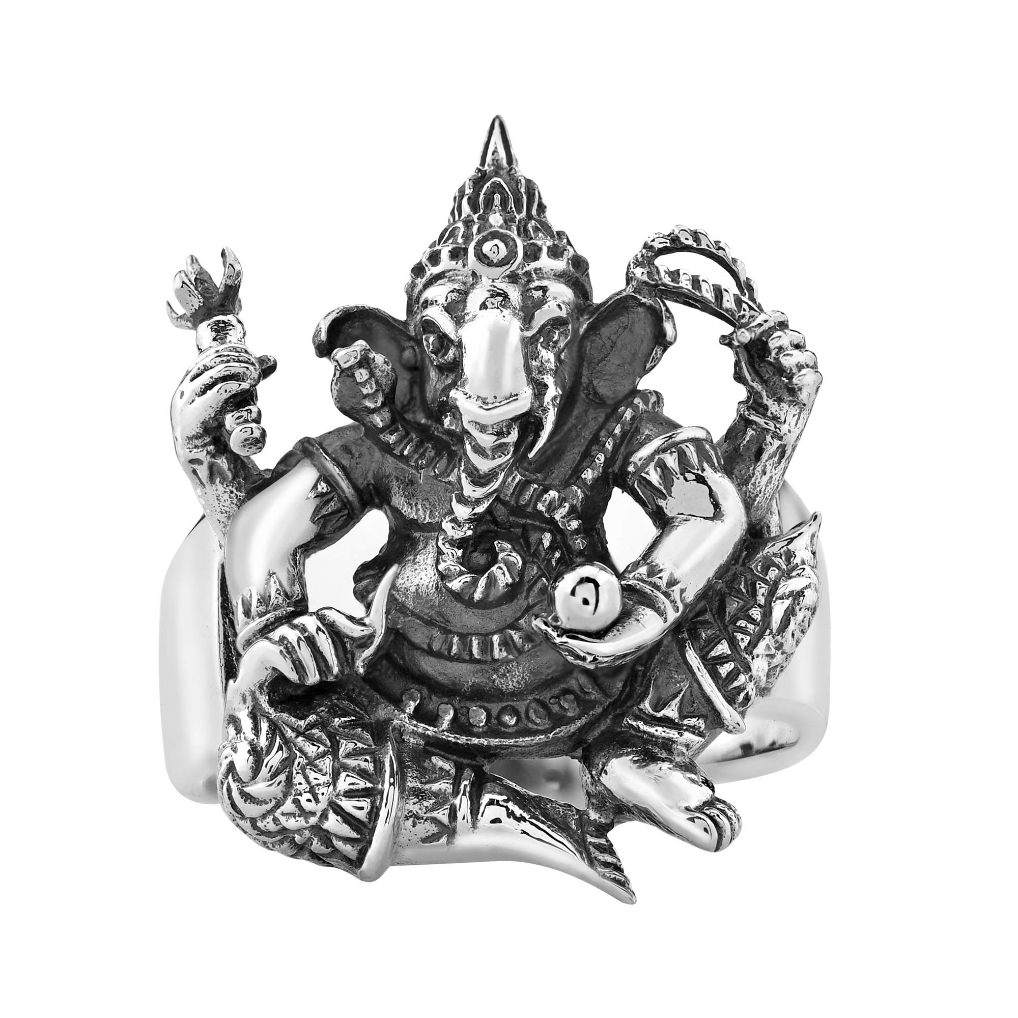 AeraVida Rare Ganesh Figure Hindu Elephant God .925 Sterling Silver Ring (7)