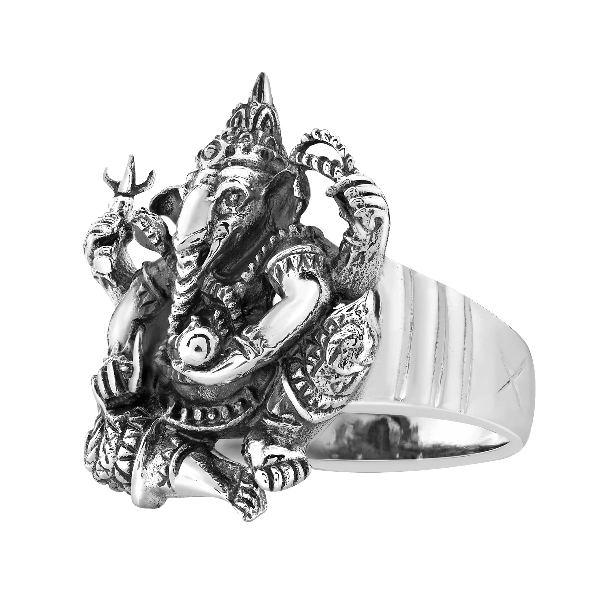 AeraVida Rare Ganesh Figure Hindu Elephant God .925 Sterling Silver Ring (7)