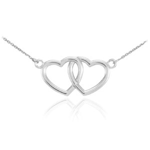 925 Sterling Silver Double Open Heart Necklace, 16"