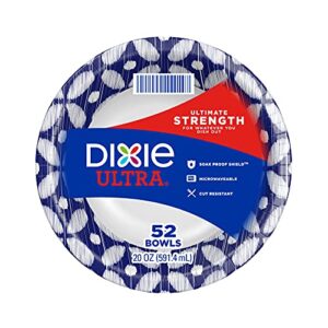 dixie ultra, large paper bowls, 20 oz, 52 count, microwave safe, disposable bowls great for breakfast, lunch, and dinner meals