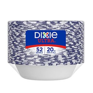 Dixie Ultra, Large Paper Bowls, 20 Oz, 52 Count, Microwave Safe, Disposable Bowls Great For Breakfast, Lunch, And Dinner Meals