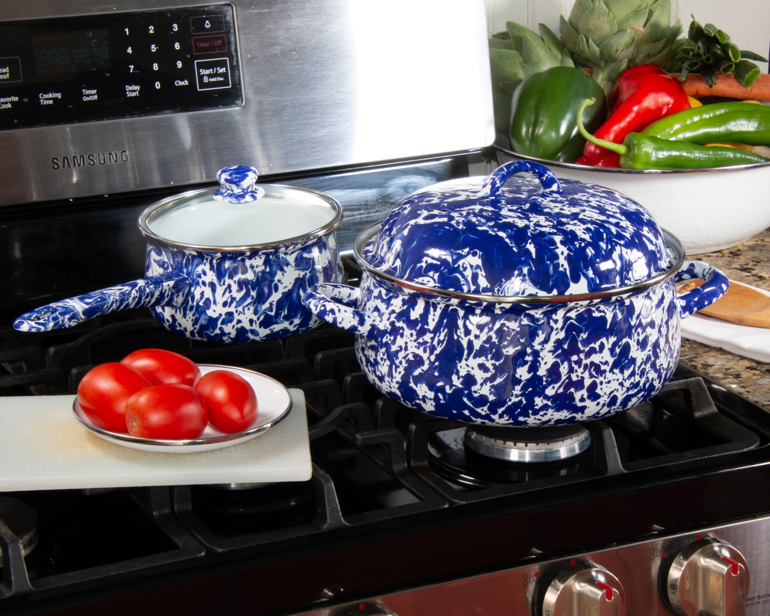 Golden Rabbit Enamelware - 4qt Dutch Oven (Cobalt Swirl)