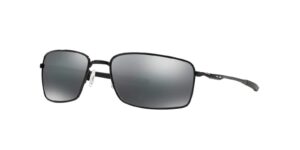 oakley men's oo4075 square wire rectangular sunglasses, polished black/black iridium, 60 mm