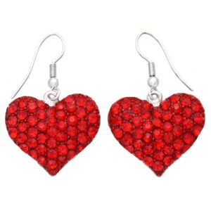 SoulBreezeCollection Valentines Day Red Heart Earrings Drop Dangle Gift for Mom Her Girlfriend (Red)