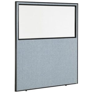 global industrial 60-1/4"w x 72"h office partition panel with partial window, blue