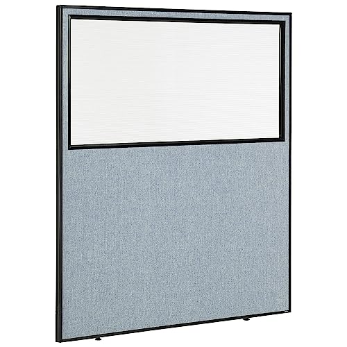 Global Industrial 60-1/4"W x 72"H Office Partition Panel with Partial Window, Blue