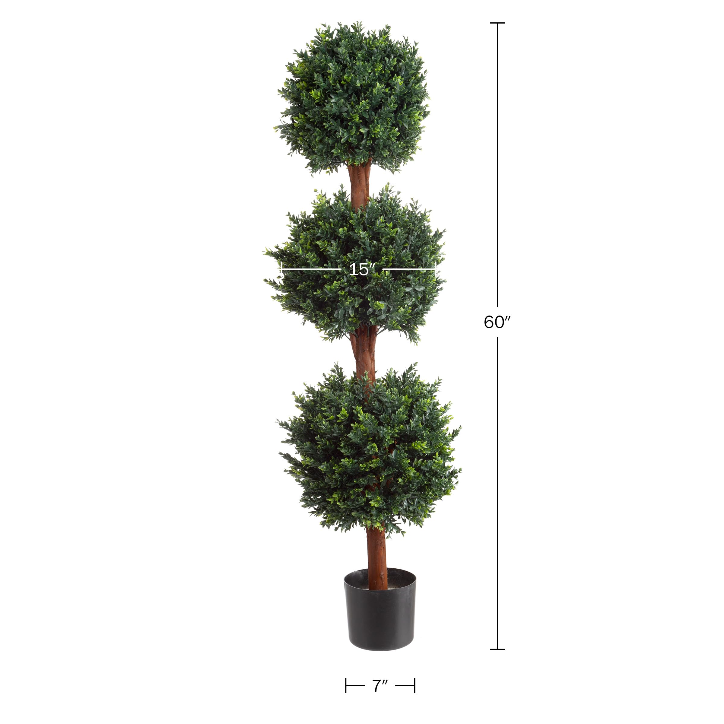 Artificial Tree - 5FT Faux Hedyotis Topiary Ball Tree in Weighted Pot - Fake Plants for Indoor Display or Front Porch Decorations by Pure Garden