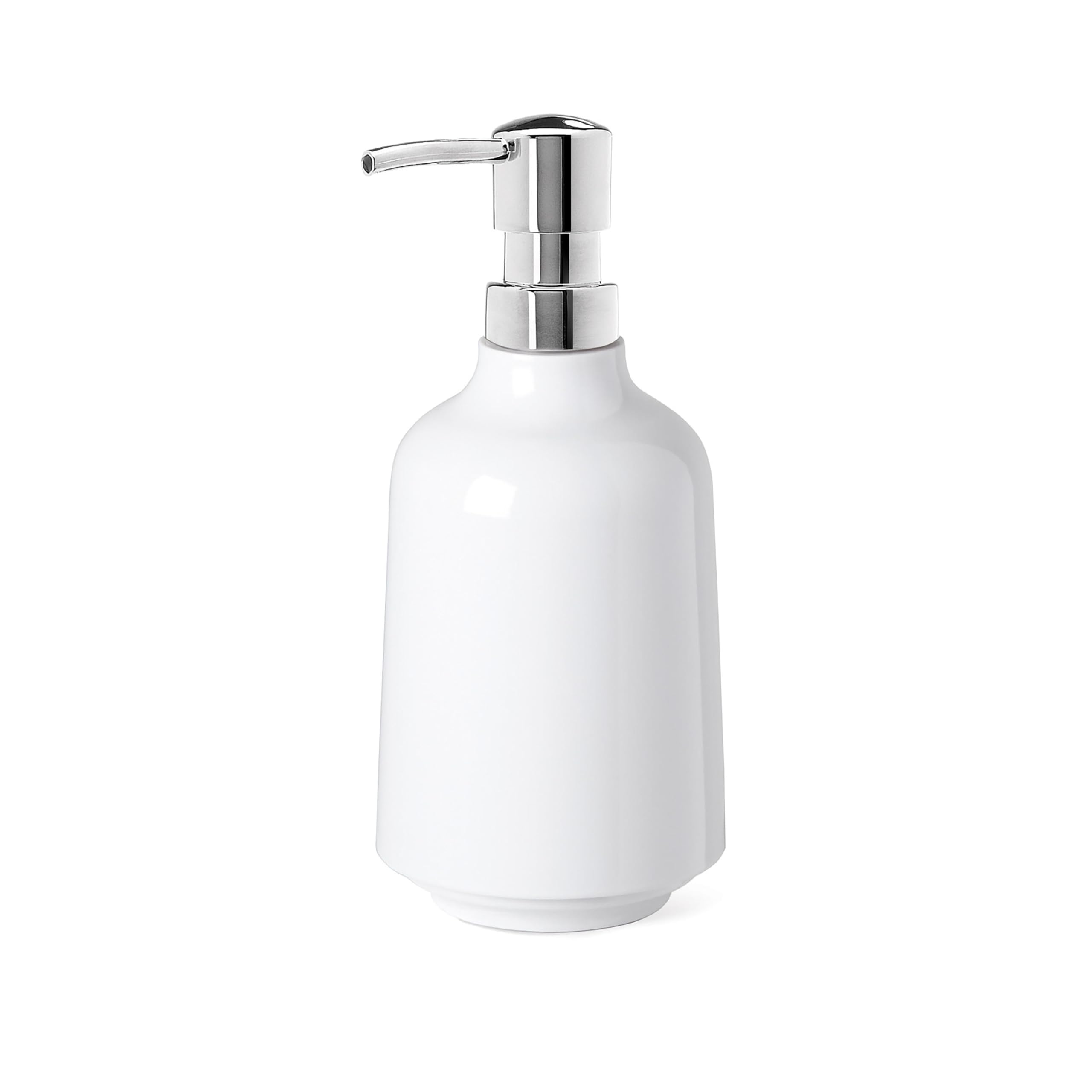 Umbra Step Liquid Soap Pump Dispenser, Also Works With Hand Sanitizer, Easy to Refill, 3-1/2" diam. x 7" h, White