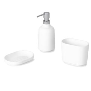 Umbra Step Liquid Soap Pump Dispenser, Also Works With Hand Sanitizer, Easy to Refill, 3-1/2" diam. x 7" h, White