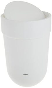 umbra touch waste can, small trash can with lid, swing lid waste basket, garbage can with lid for washroom/bathroom, white