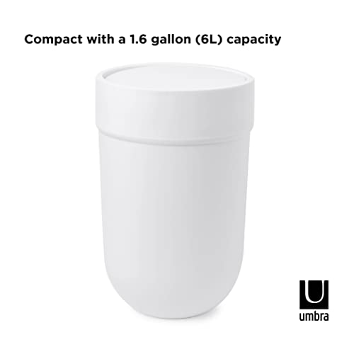 Umbra Touch Waste Can, Small Trash Can with Lid, Swing Lid Waste Basket, Garbage Can with Lid for Washroom/Bathroom, White