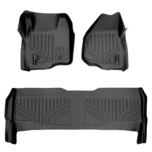 maxliner floor mats liner set black compatible with 2011-2012 f-250/f-350/f-450 super duty crew cab with depressed drivers side pedal