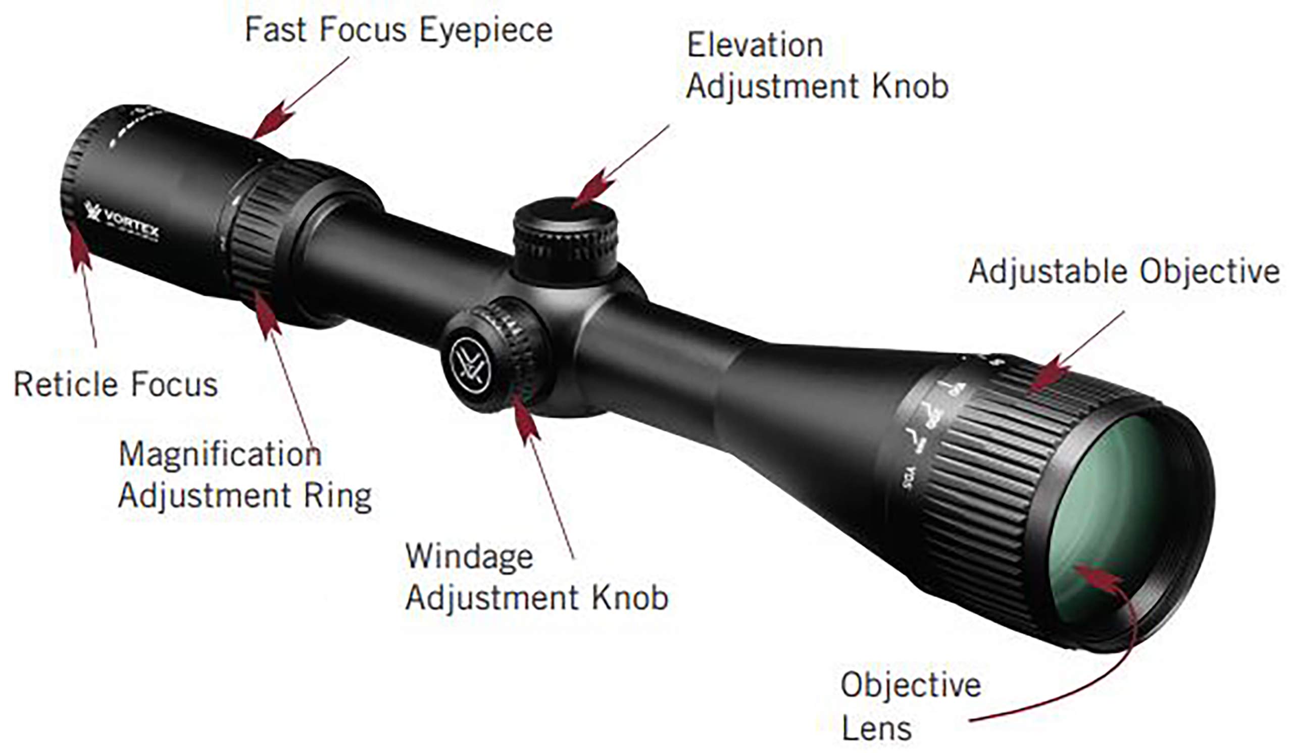 Vortex Optics Crossfire II 3-12x56 Adjustable Objective Hog Hunter, Second Focal Plane, 30mm Tube Riflescope - V-Brite Illuminated Reticle , black