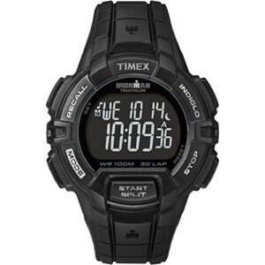 timex men's t5k793 ironman rugged 30 full-size black resin strap watch