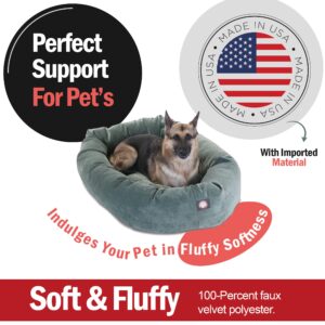 Majestic Pet 52 Inch Micro Velvet Calming Dog Bed Washable – Cozy Soft Round Dog Bed with Spine for Head Support - Fluffy Donut Dog Bed 52x35x11 (inch) – Round Pet Bed X- Large – Azure