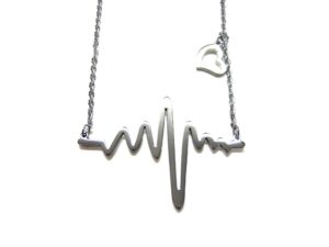 kiola designs silver toned heart rhythm ekg pendant necklace